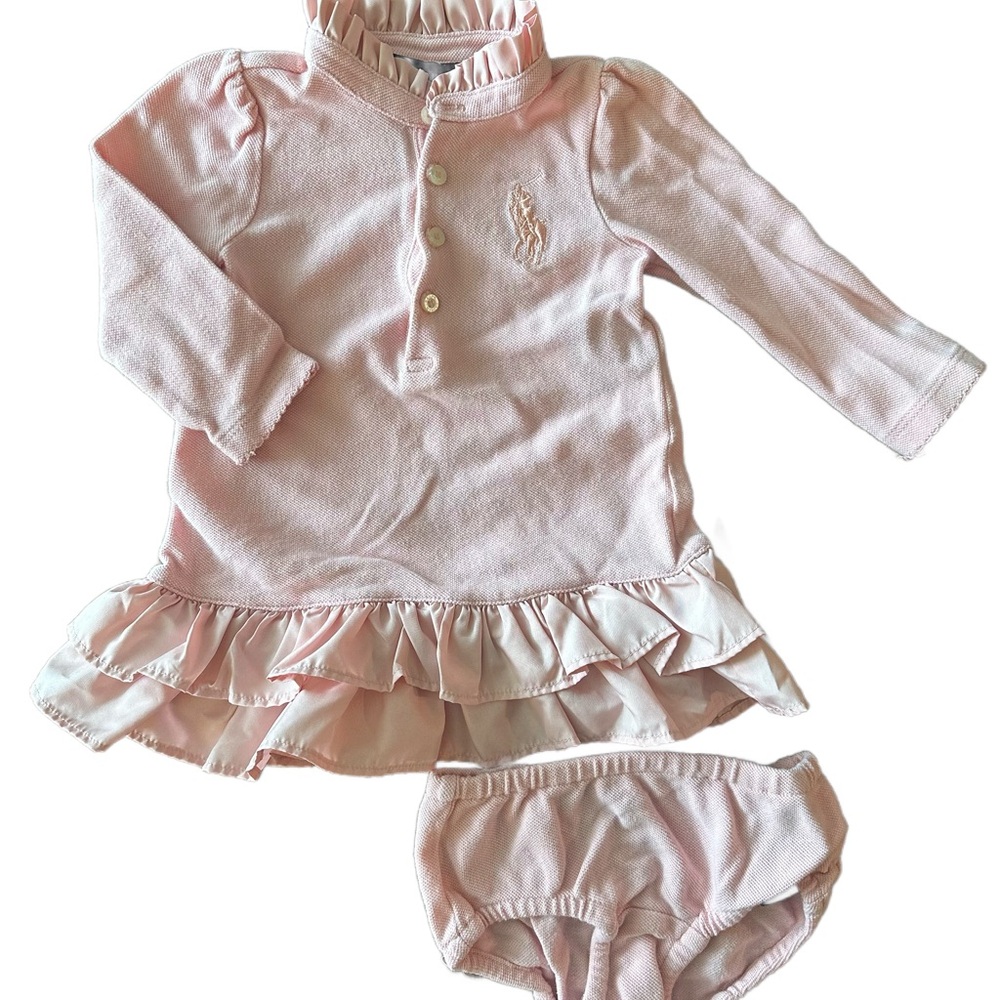 Ralph Lauren Pink Ruffle Dress w/ Bloomers 9M
